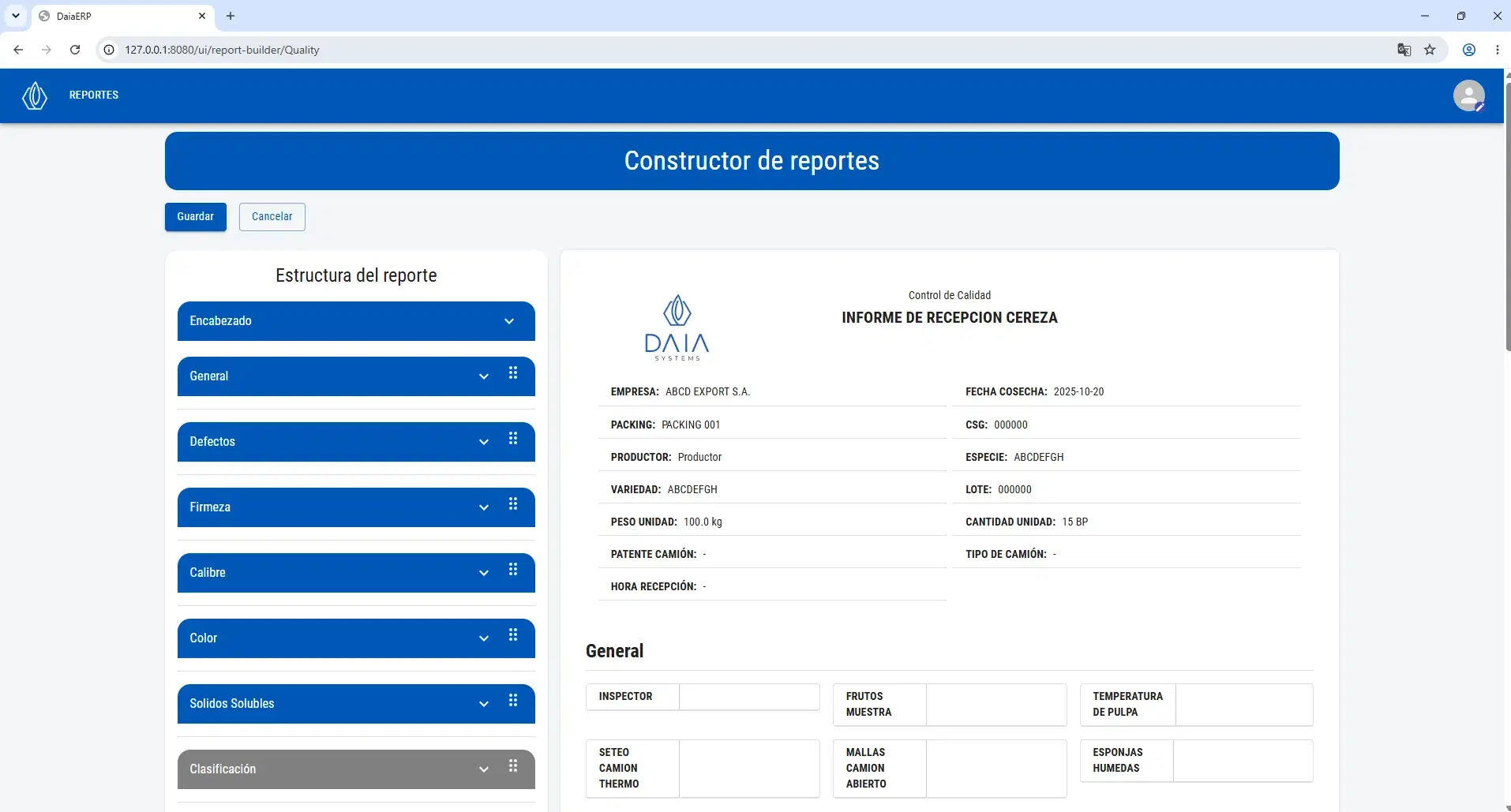 Daia Calidad - Constructor de Reportes (avanzado)