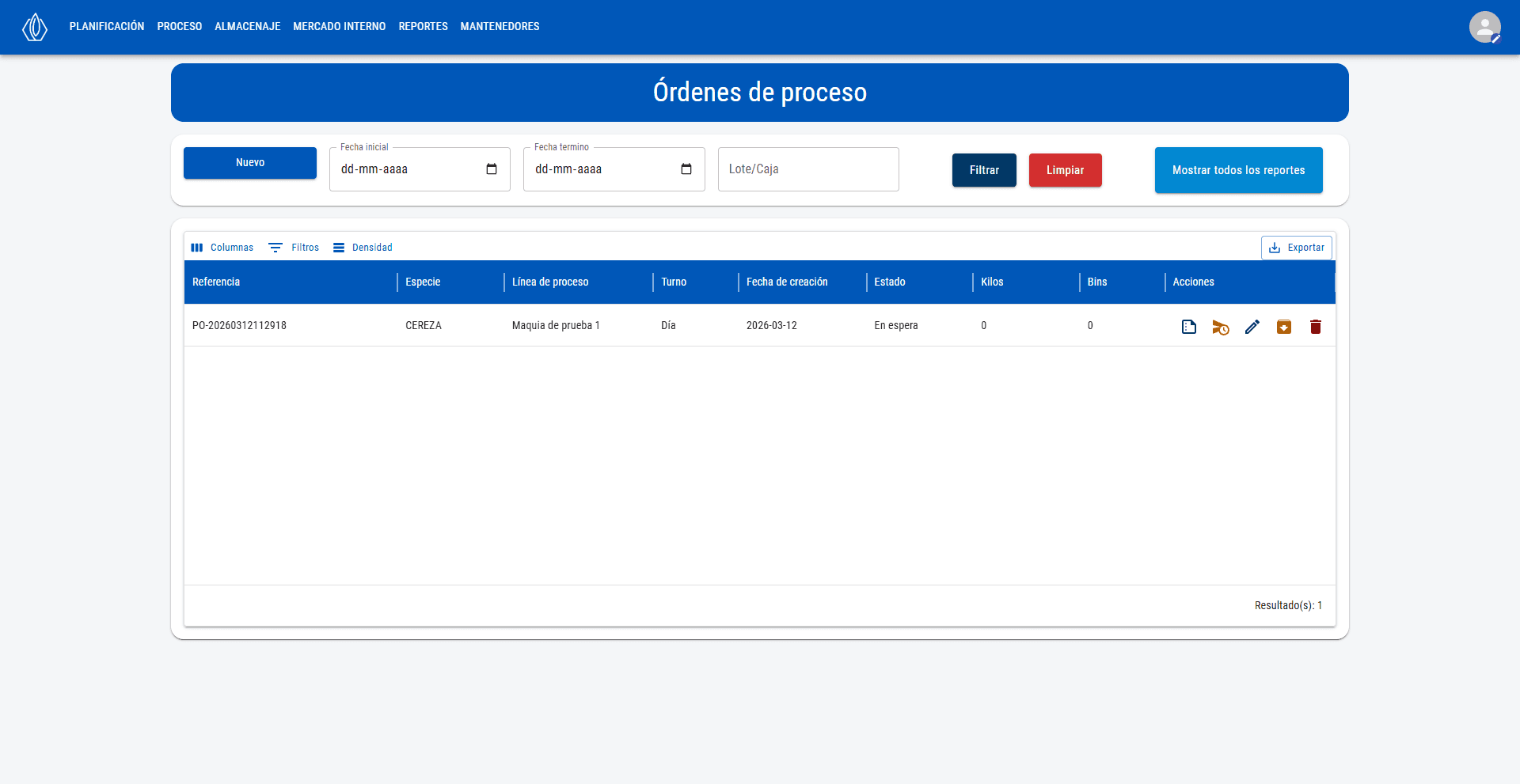 Daia ERP - Orden de proceso