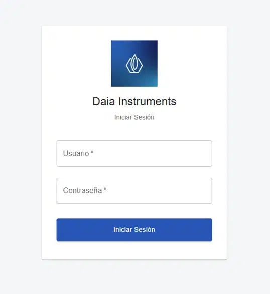 Pantalla de acceso a Daia Instruments
